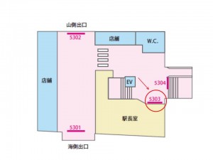 京成　谷津駅／／№5303駅看板・駅広告、位置図