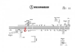 都営／蔵前駅／浅草線Ｗ1-4Ａ№4駅看板・駅広告、位置図