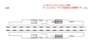 つくばエクスプレス　みらい平駅／下りホーム／№6駅看板・駅広告、位置図