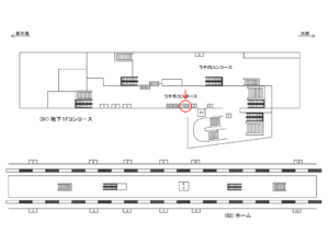 りんかい線／品川シーサイド駅／地下1Fコンコース／№103駅看板・駅広告、位置図