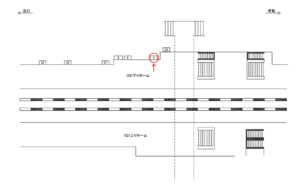 JR／小作駅／下りホーム／№4駅看板・駅広告、位置図