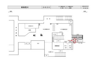 JR／新検見川駅／ホーム階段／№34駅看板・駅広告、位置図