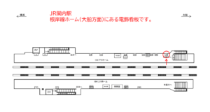 JR／関内駅／下りホーム／№33駅看板・駅広告、位置図