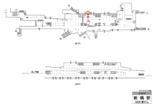 東京メトロ／新橋駅／銀座線／№28駅看板・駅広告、位置図