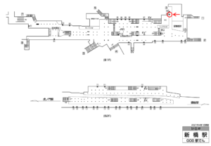 東京メトロ／新橋駅／銀座線／№45駅看板・駅広告、位置図