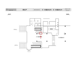 JR／東松戸駅／改札内／№4駅看板・駅広告、位置図