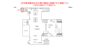 JR　木更津駅／東口階段／№1駅看板・駅広告、位置図