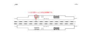 つくばエクスプレス／研究学園駅／下りホーム／№1駅広告、位置図