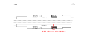 つくばエクスプレス／研究学園駅／上りホーム／№3駅広告、位置図