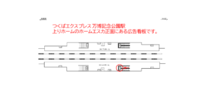 つくばエクスプレス／万博記念公園駅／上りホーム／№6駅看板・駅広告、位置図