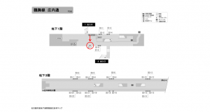 名古屋地下鉄／庄内通駅／鶴舞線№B1-7№7駅看板、位置図