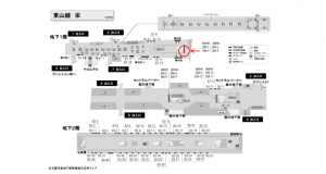 名古屋地下鉄／栄駅／東山線№BM-3№3駅看板、位置図