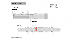 名古屋地下鉄／いりなか駅／鶴舞線№BH-1№1駅看板、位置図