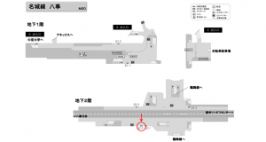 名古屋地下鉄／八事駅／名城線№B2-2№2駅看板、位置図