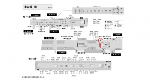 名古屋地下鉄／栄駅／東山線№B1-3№3駅看板、位置図