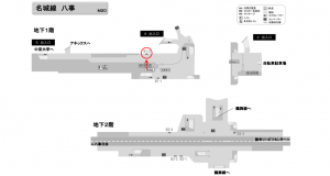 名古屋地下鉄／八事駅／名城線№B1-2№2駅看板、位置図