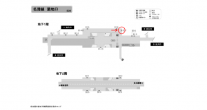 名古屋地下鉄／築地口駅／名港線№B1-7№7駅看板、位置図