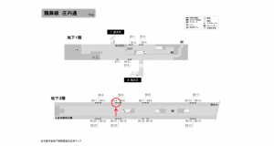 名古屋地下鉄／庄内通駅／鶴舞線№B3-4№4駅看板、位置図