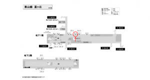 名古屋地下鉄／星ヶ丘駅／東山線№B1-6№6駅看板、位置図