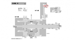 名古屋地下鉄／栄駅／名城線№B2-2№2駅看板、位置図