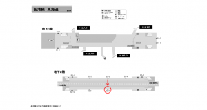 名古屋地下鉄／東海通駅／名港線№B2-8№8駅看板、位置図