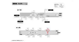 名古屋地下鉄／丸の内駅／鶴舞線№B2-12№12駅看板、位置図