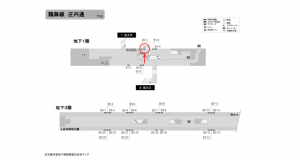 名古屋地下鉄／庄内通駅／鶴舞線№B1-2№2駅看板、位置図