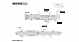 名古屋地下鉄／浅間町駅／鶴舞線№B2-16№16駅看板、位置図