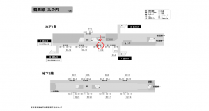 名古屋地下鉄／丸の内駅／鶴舞線№B1-7№7駅看板、位置図