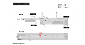 名古屋地下鉄／丸の内駅／桜通線№B3-2№2駅看板、位置図