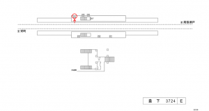 名鉄／森下駅／／№204駅看板、位置図