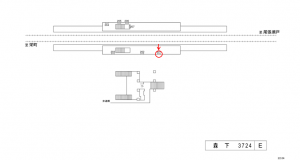 名鉄／森下駅／／№201駅看板、位置図