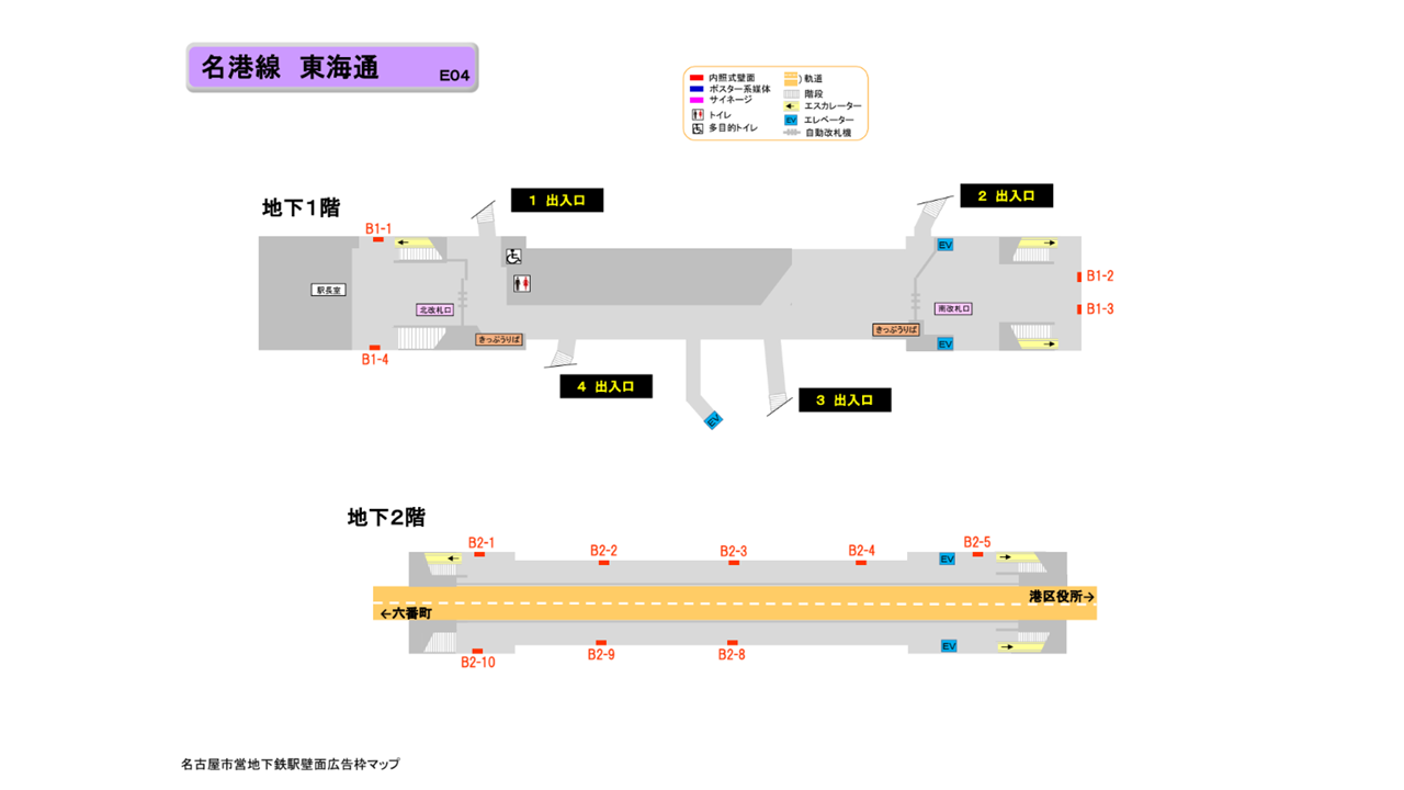 名古屋市営地下鉄／名港線／東海通駅／駅看板設置図面