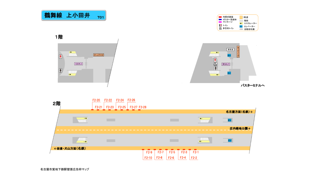 名古屋市営地下鉄／鶴舞線／上小田井駅／駅看板設置図面