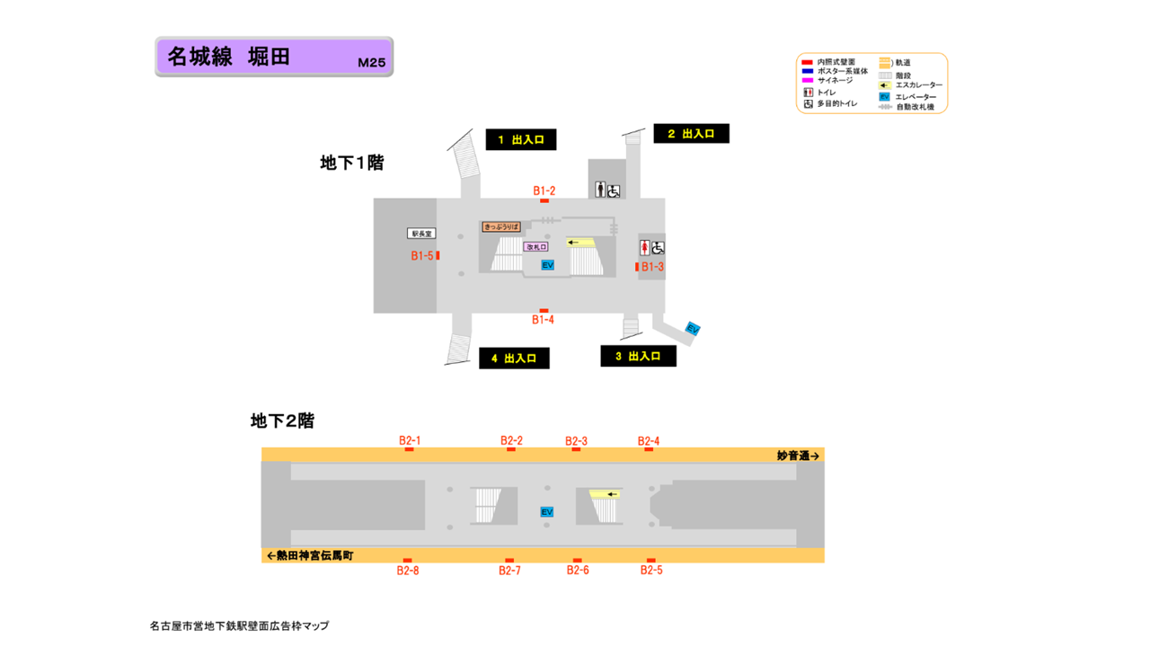 名古屋市営地下鉄／名城線／堀田駅／駅看板設置図面