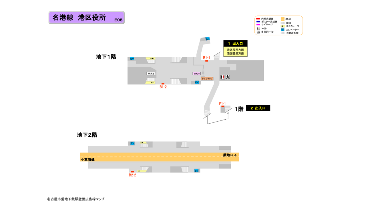 名古屋市営地下鉄／名港線／港区役所駅／駅看板設置図面