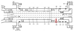 Osaka／Metro（大阪メトロ）　阿波座駅／中央線№1-402№402、位置図