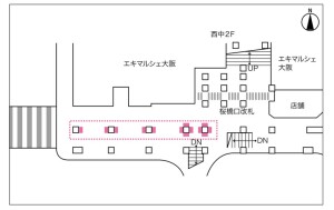 JR　大阪駅／桜橋口セット70インチ13面№13デジタルサイネージ、位置図