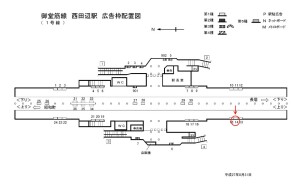 Osaka／Metro（大阪メトロ）　西田辺駅／御堂筋線№1-014№014、位置図