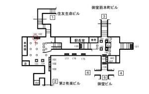 Osaka／Metro（大阪メトロ）　本町駅／御堂筋線№2-101№101、位置図