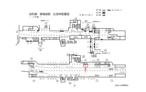 Osaka／Metro（大阪メトロ）　東梅田駅／谷町線№1-031№031駅看板・駅広告、位置図