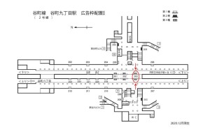 Osaka／Metro（大阪メトロ）　谷町九丁目駅／谷町線№3-203№203駅看板・駅広告、位置図